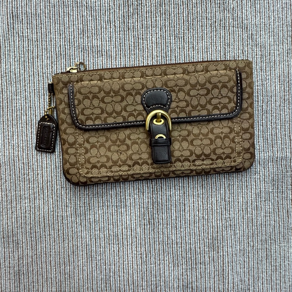 Coach Brown and Black Signature Clutch